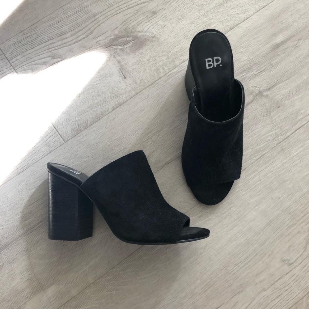 Black Suede Mules Size 6